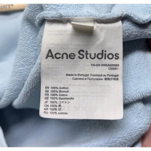 Acne Studios Fiah Fade Face Crew Neck Sweatshirt Men's S Powdered Blue - Picture 8 of 12